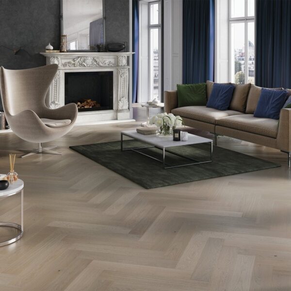 Grey Mist Oak - Manor Herringbone Parquet 14mm Matt UV lacquer Engineered Real Wood Flooring (108537)